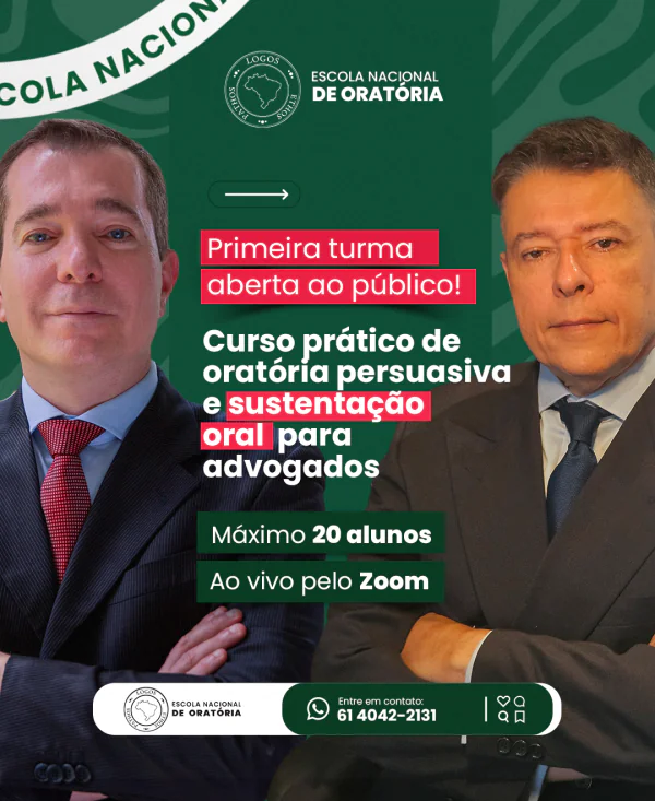 Curso prático de oratória persuasiva e sustentação oral para advogados (ao vivo pelo Zoom)